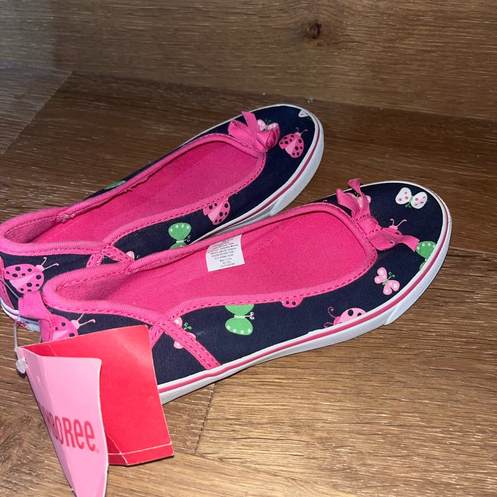 Gymboree NWT Ladybug navy pink Sneakers tennis shoe flat 2 - Picture 4 of 4